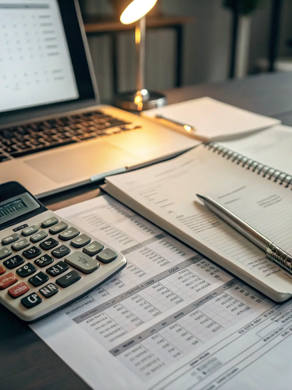 A visual representation of a budget planning process, featuring a balanced budget sheet, financial forecasts, and strategic planning documents.